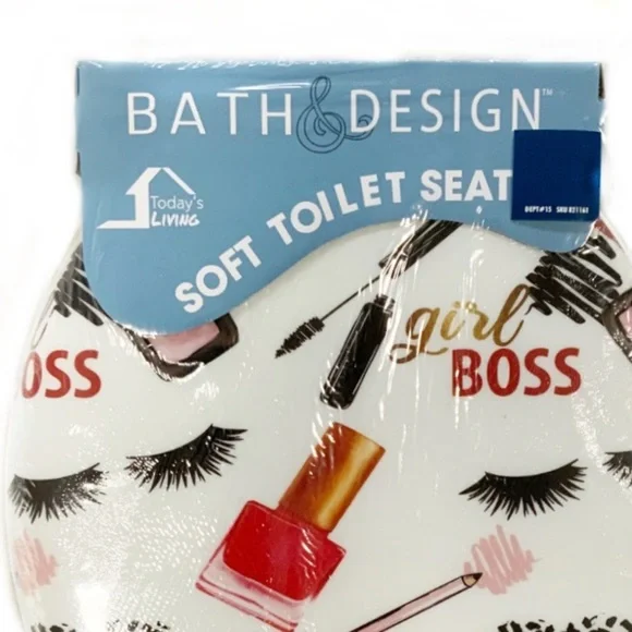 Toilet Seat Fashion Girl Boss Bath Decor White Pink Multicolor - Picture 3 of 16